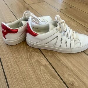White & Red Tennis Shoes